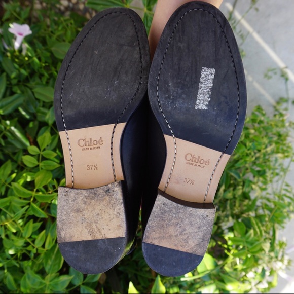 CHLOE Leather Boots, combat style with zipper calf height orange lining sz 37.5 - Picture 16 of 16